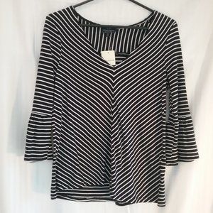 Lucky Brand Top Boho Black & White Striped New! XS